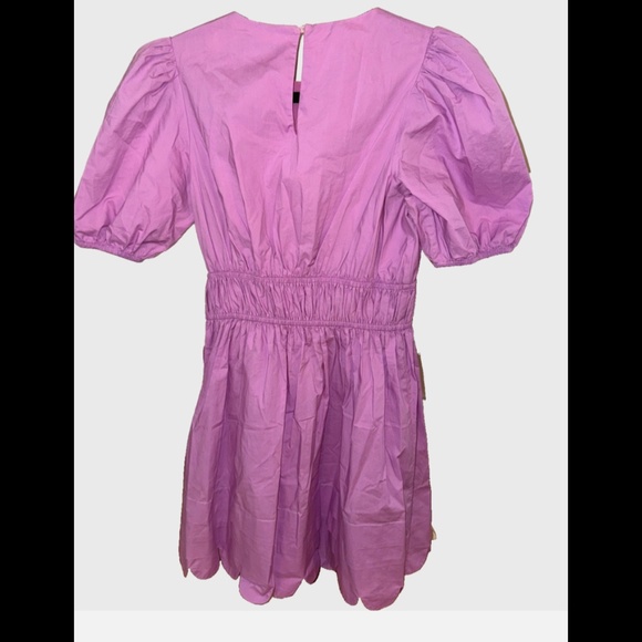 English Factory Scallop Detail Cotton Lilac Mini Dress, Size XSmall - Picture 4 of 6